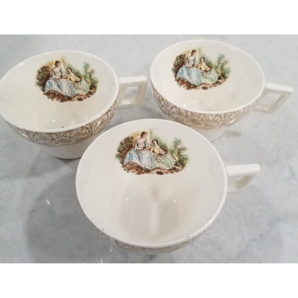 American Limoges tea or coffee cups Triumph China d’Or 22K Gold Set of 3 vtg